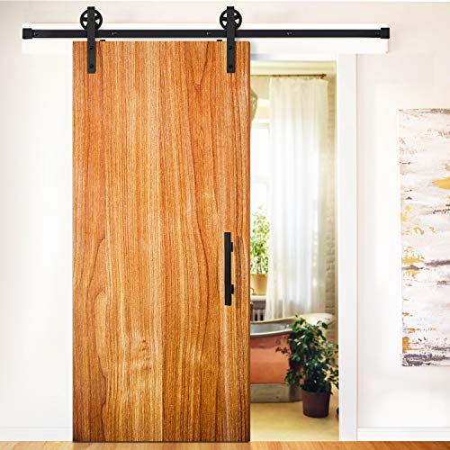 6.6ft Sliding Barn Door Hardware Kit, Dedoot Heavy Duty Single Door Rails, Smoothly and Quietly, Easy to Install, Fit 36\"-40\" Wide Door Panel (Big Wheel)