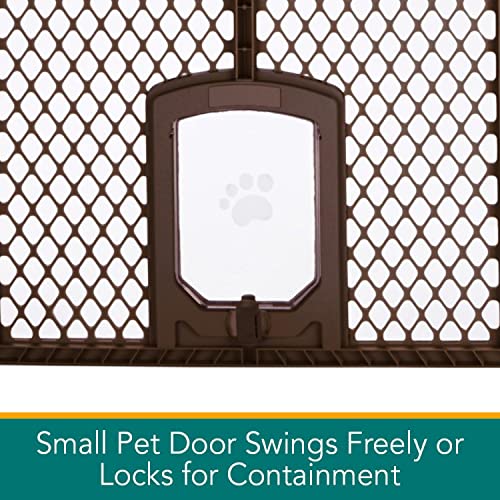 North States Mypet Petyard Passage: Made In Usa, 4 Panel Pet Enclosure With Lockable Pet Door And 2 Panel Extension (Each Sold Separately). Freestanding. 7 Sq. Ft To 18.5 Sq. Ft. (26" Tall, Brown) #TOP5