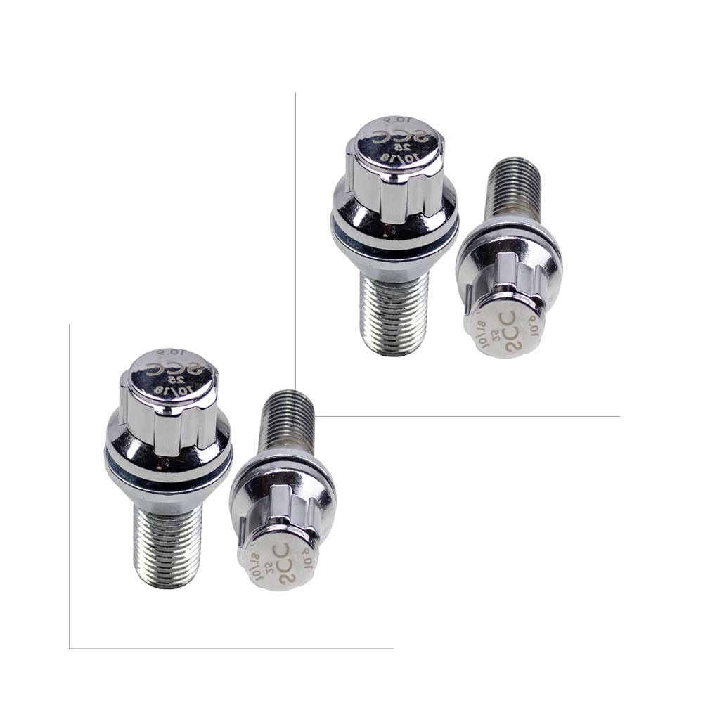 2 Bulloni Antifurto Per Cerchi Tipo B – M14x1.5 – 34 Mm, Chiave SW 17, Sfera R14