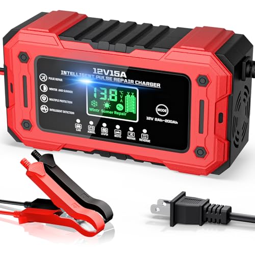 YDBAO Battery Charger 15A 12V Fully Automatic Smart Trickle Car Battery Charger Maintainer with LCD...