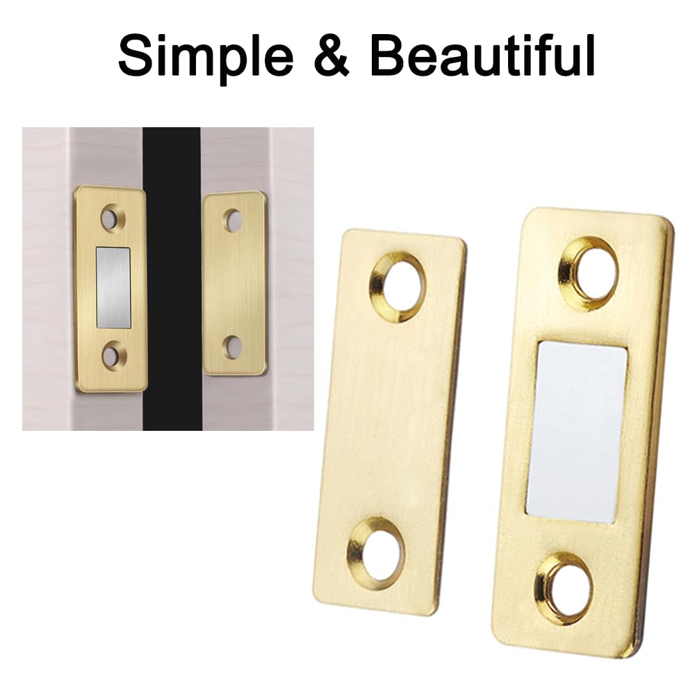 Confezione da 8 chiusure magnetiche per porte, ultra sottili, adesive, per armadietti, cassetti, armadi, porte scorrevoli (giallo antico)