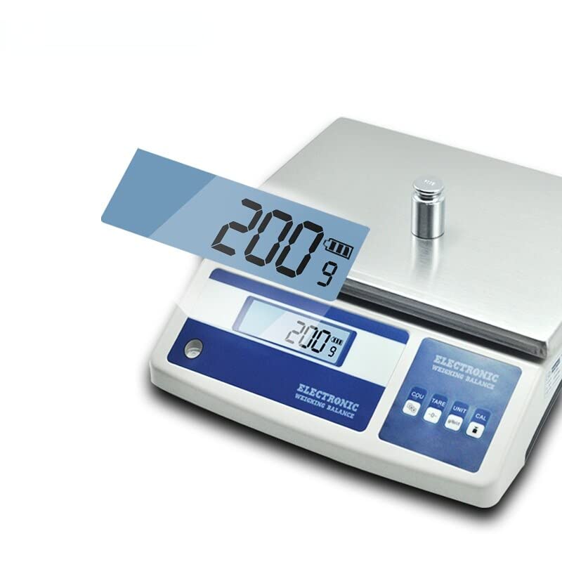 MH20MB Electronic Bench Scale with an Accuracy of 0.1g, Precision 20KG Stainless Steel Kitchen Scale, Peeling and Counting Functions, LCD Display