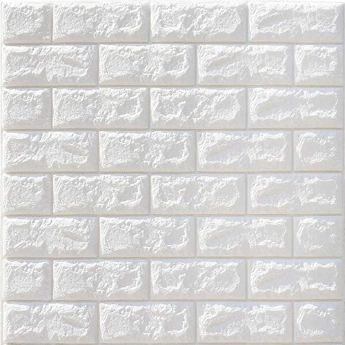 N/R Pegatinas de Pared 3D Imitación de Dormitorio de ladrillo Decoración Papel Pintado Autoadhesivo Impermeable para Sala de Estar Cocina TV Telón de Fondo Decoración60 * 60, Blanco, 60X30 cm