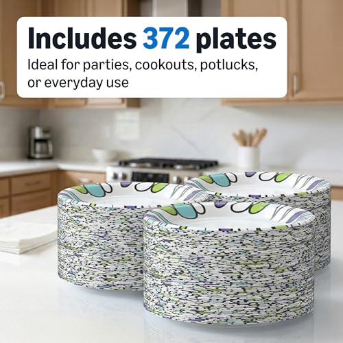 Image of Amazon Basics Ultra Paper Plates, 10 Inch, Disposable, 372 Count (2 Pack of 186), Packaging May Vary