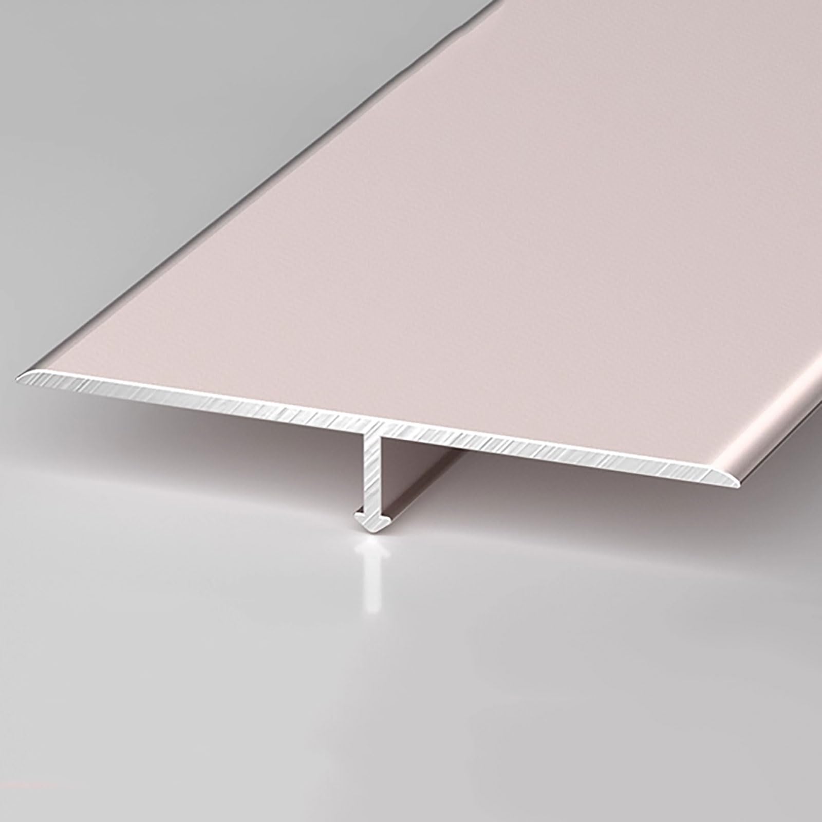Moldura en T de aluminio de 9 pies para suelos de baldosas de madera y hormigón, tira de transición rosa de 40 mm, solución versátil para bordes de suelo
