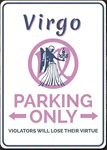 Virgo Gift, Virgo Parking Sign, Virgo Decor, Virgo Sign, Astrology Decor, Astrology Gift, Astrology Sign, Quality Aluminum Decoration Signs 8x12 Inches,Fun Kitchen Decor, Funny Bar Signs, Vintage Kitchen Signs