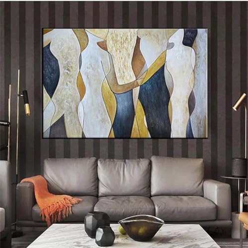 Toile abstraite peinte main 70x100 cm, affiche impression nordique salon KEBIA