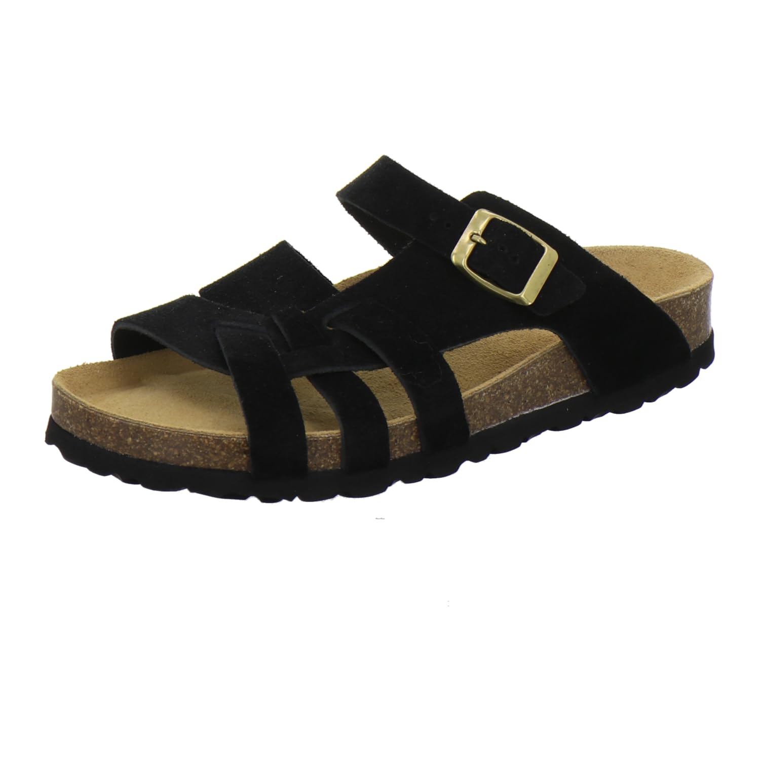 AFS-Schuhe 2122, Damen Pantoletten aus echtem Leder, hochwertige Hausschuhe für Frauen mit Eva-Sohle, Made in Germany (41 EU, schwarz Velour)