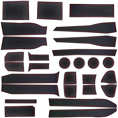 Sporthfish Non-Slip Anti-dust Custom Cup Holder Door Liner Accessories Compatible for 2017 2018 2019 Ford F-150 F150-28Pcs Set (Red) …