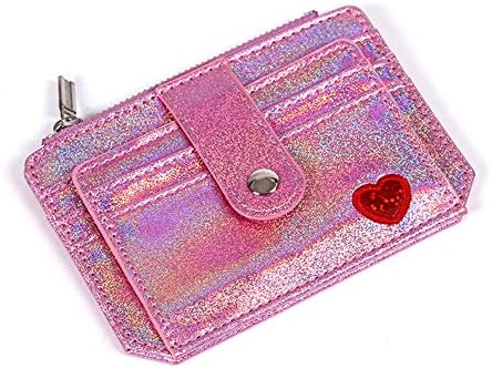 Fida&Moon Glitter Girl Small Wallet RFID Blocking Coin Purse Clip Card Holder (Glitter Pink)