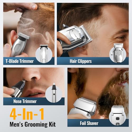 Image of Jack & Rose Hair Clippers for Men Set Professional, Cordless Men Hair Trimmer, Electric Shavers, Barber kit, 4 in 1,LED Display, for Nose, Body, Bald Head