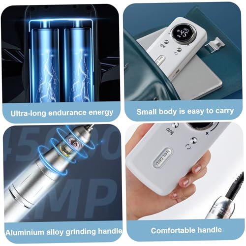 Kit de Taladro Eléctrico para Uñas 45000RPM Recargable miniatura 4