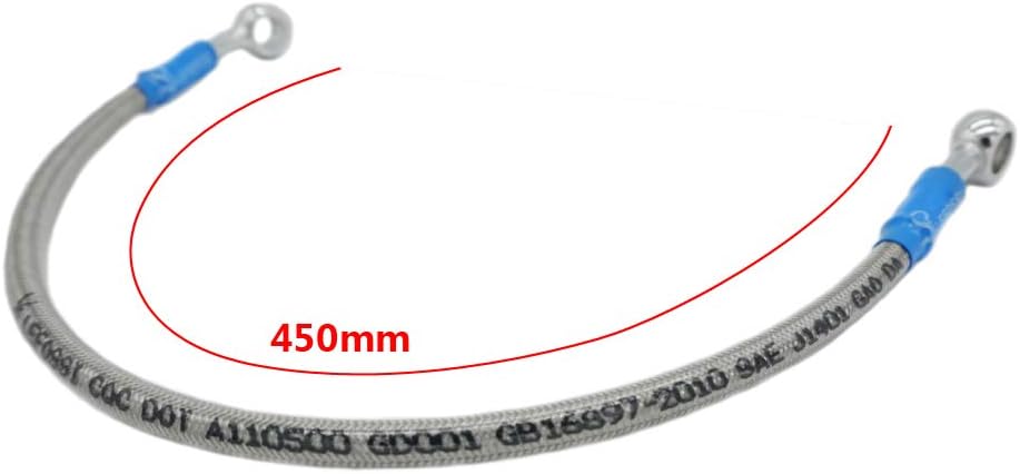 Motorcycle Braided Hydraulic Brake Oil Hose Line Pipe Cable Compatible with ATV Scooter Pit Dirt Bike Enduro Motocross Street Sport Racing Bikes，Stainless Steel，10mm Banjo Ends - 450mm