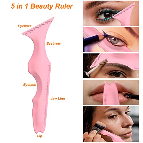 Urgino 5 In 1 Silicone Eyeliner Stencils Reusable Clean Winged Liner For Eyes,Make Up Tools As Eyelash Shield/Eyebrow Shaping/Jaw Line/Lip Line For Beginners(Pink)… thumb #1