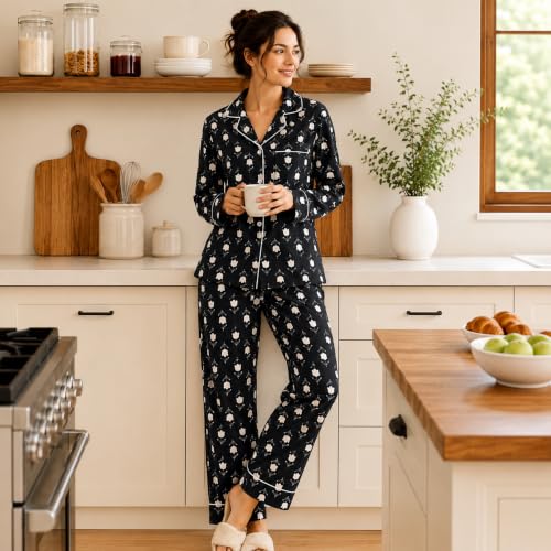 Image of Huar Cotton Pajamas Set for Women - Luxurious Cotton Womens Pajama Sets - Comfortable Christmas PJ Set, Breathable & Light Pj
