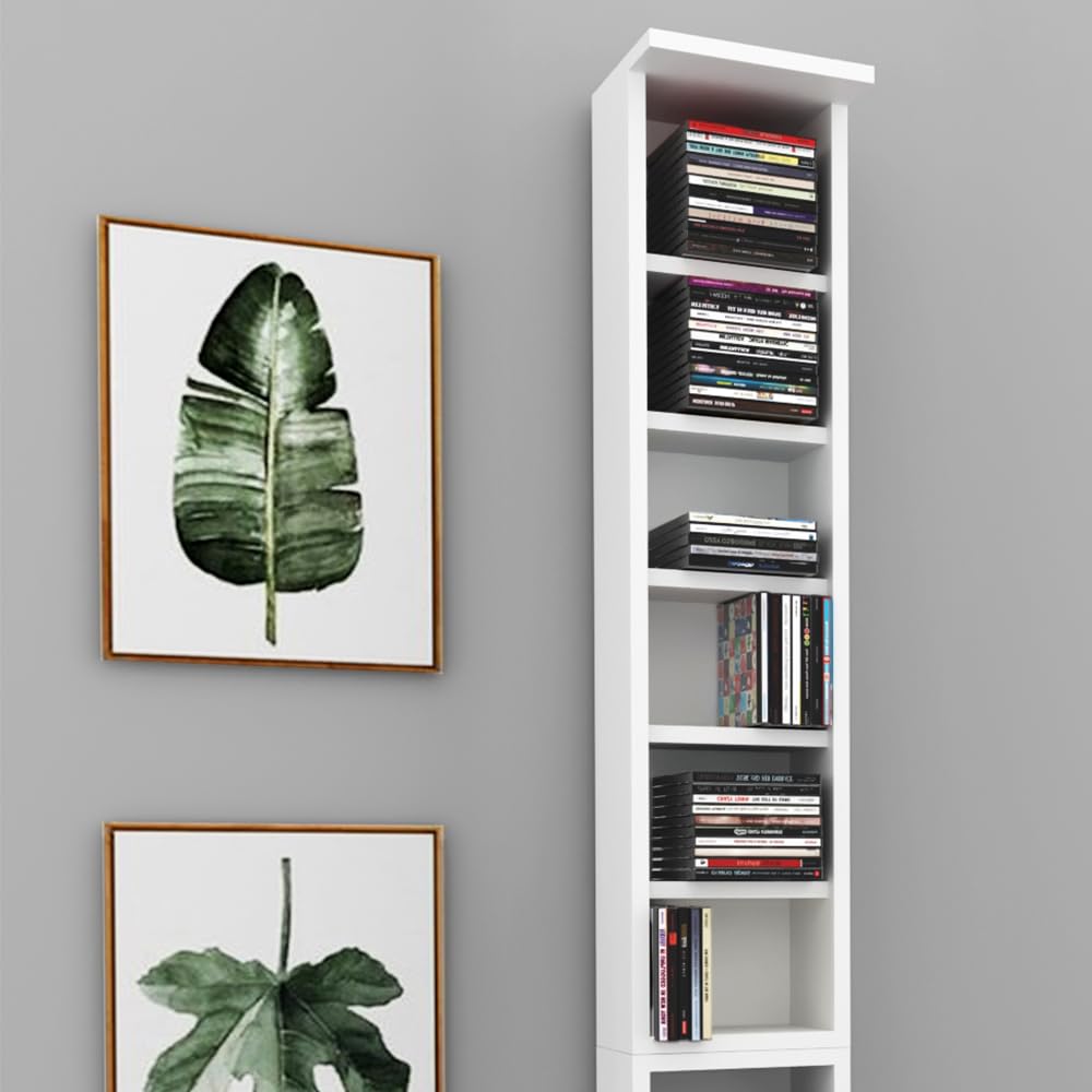 Vicco Scaffale porta cd, Bianco, 21 x 91.8 cm Set grande da 2