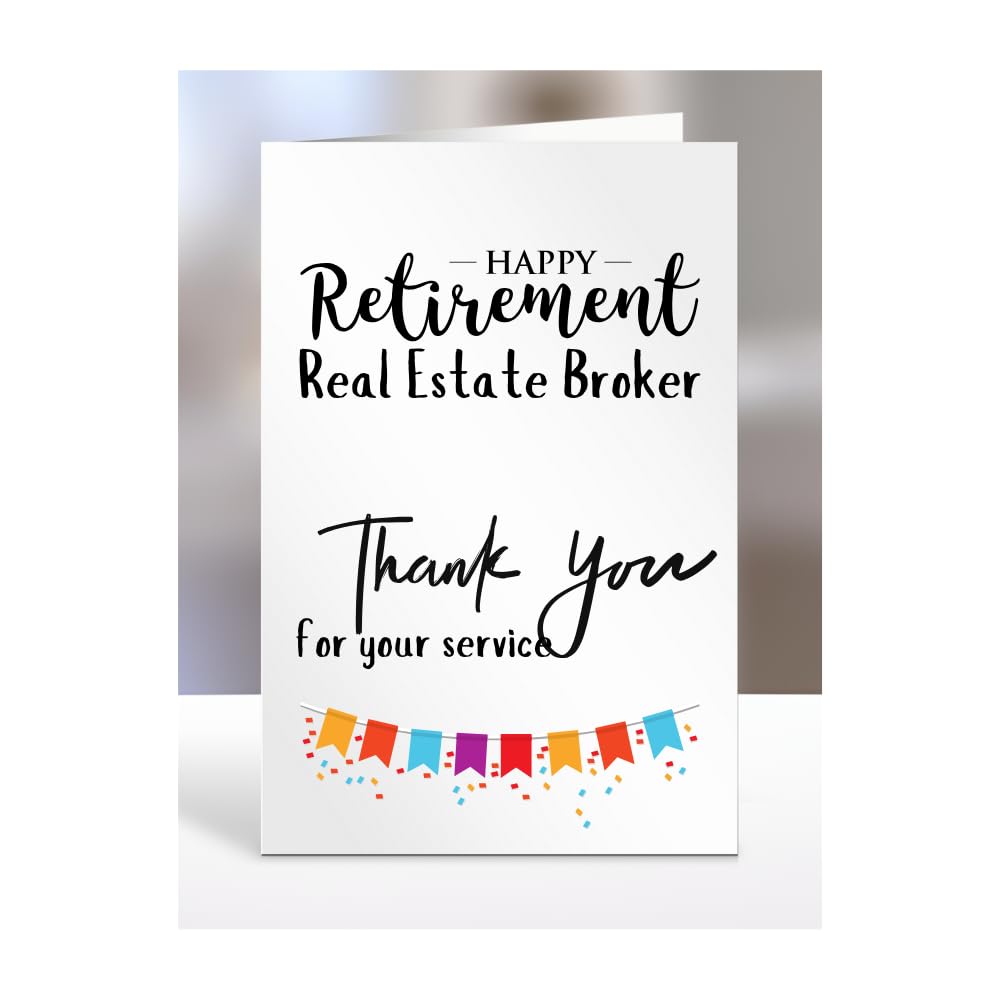 Happy Retirement Card for Real Estate Broker, Men, Women, Him, Her, Gifts from Colleagues, Boss, Supervisor, Manager, Work, Presents for Workmate, A5-258c_100