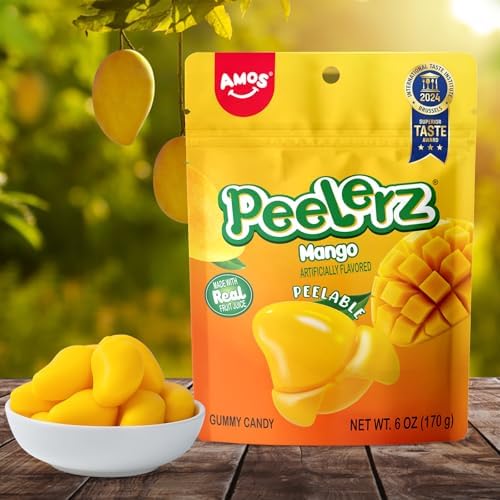 AMOS Peelerz Assorted Fruit Candy Bundle, Mango Watermelon Green Apple Flavors, Peelable Gummy Candy Variety Pack - 3 Pack - 4
