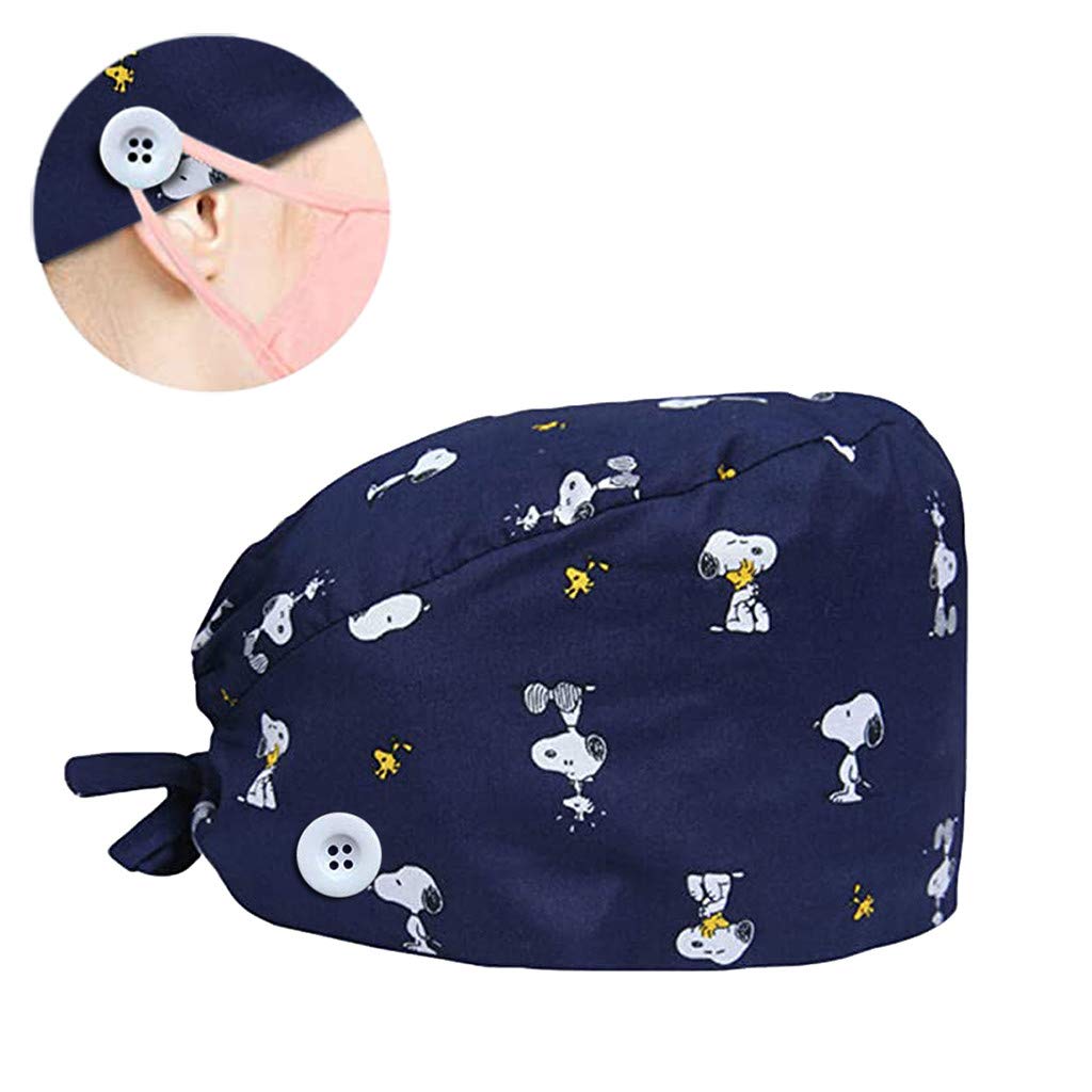 Berretto Chirurgico Donna Cappuccio Chirurgico con Fascia Regolabile per Fodera Medico Cuffietta Cuffia Infermiera Bandana Stampati Infermiere Berretto per Uomo e Donna
