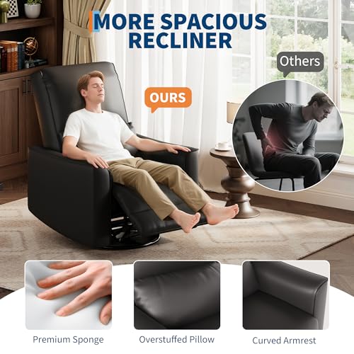Sillón reclinable tapizado en cuero sintético Tan miniatura 4