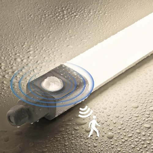 Tobeter Neon LED 120 CM avec Detecteur de Mouvement, 36W 3600LM Tube Led Sensor Lampe, Linkable Luminaire Plafonnier Reglette LED, Blanc Neutre 4000K IP65 Pour Garage,...