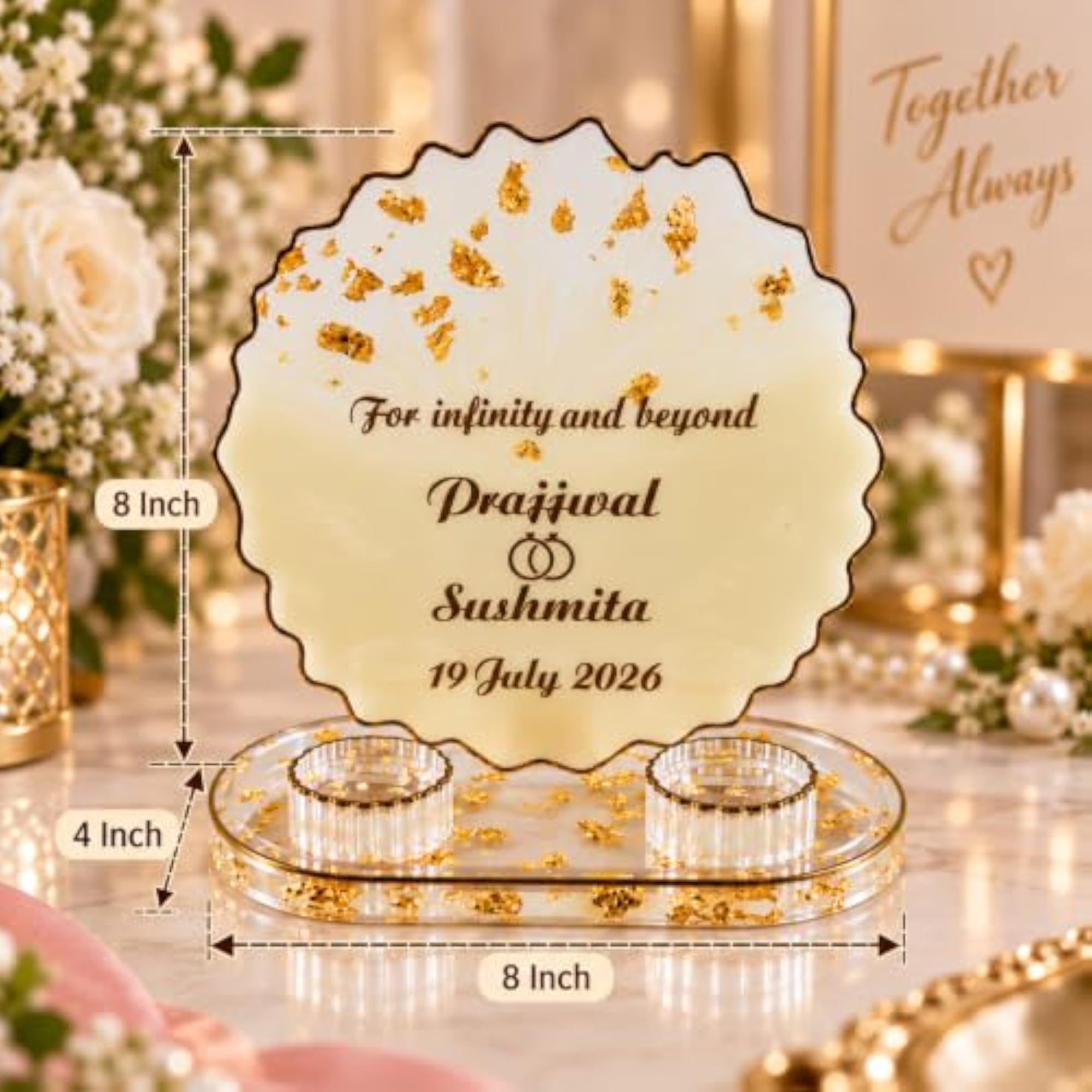 Customized Ring Platter for Engagement Ceremony, 8 Inch