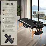 tectake® Table de Massage Pliante Professionnelle 2 Zones Ergonomique Massage et Relaxation Bois Table Esthetique Professionnel Lit de Massage Portable, Rouleaux & Housse de Transport - Noir