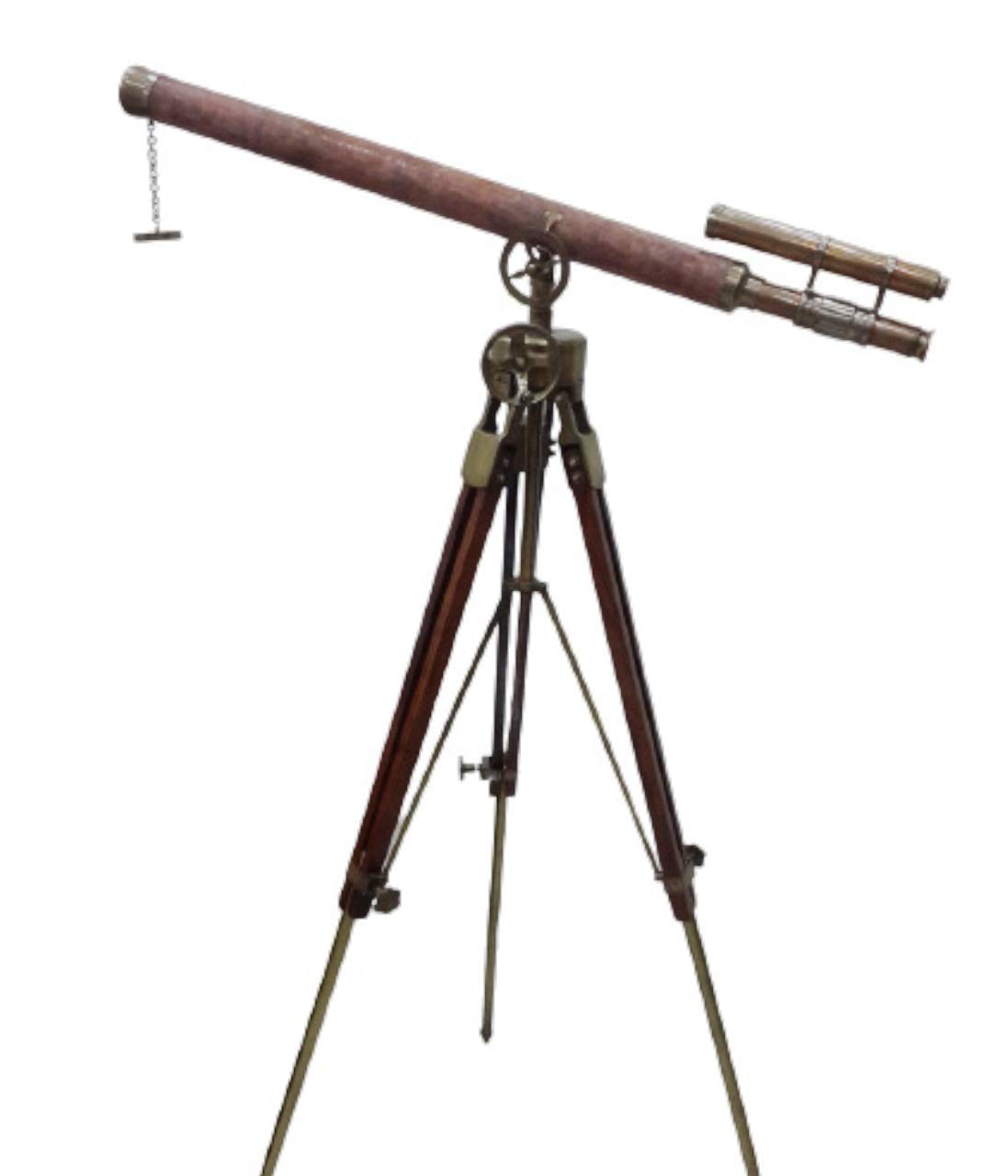 Vintage Royal Solid Brass Marine Lether Telescope with Tripod Stand Rustic Vintage Home Decor Gifts