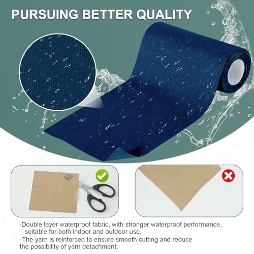 Image of Linen Canvas Repair Tape, 4 inch x 63 inch Blue Waterproof Self-Adhesive Patch for Outdoor Gear, Durable and Weatherproof Fabric Tape for Boat Covers, Tents, Sofas, Sun Shades, Awnings, and Lounge Chairs
