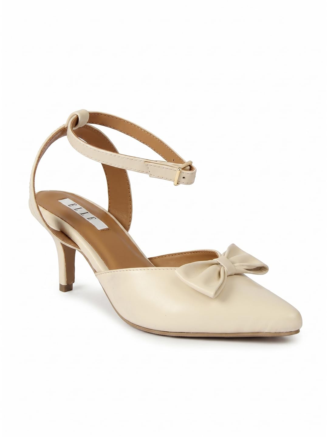 elle Women's Pointed Toe Kitten Heel Slingbacks Sandal with Bow Detail and Ankle Strap-picture-19