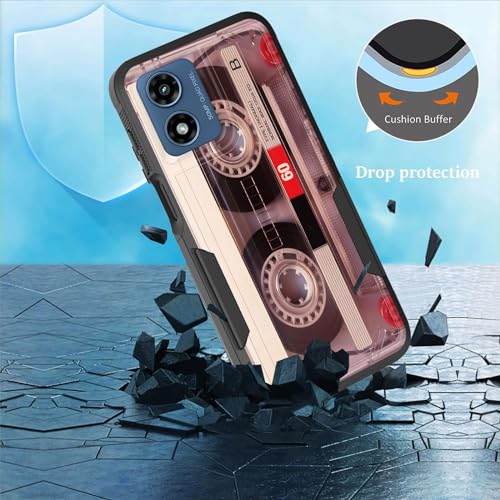 CICPLKSE for Moto G Play 4G 2024 Case,Dual Layer Heavy Duty Hybrid Shockproof Hard PC Soft Silicone TPU Bumper Protective Cover Case for Motorola Moto G Play 4G 2024,Cassette Tape - image 6