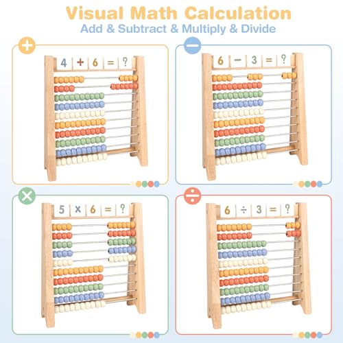 image for Vanplay Abacus for Kids Math - Wooden Abacus with 100 Counting Sticks 