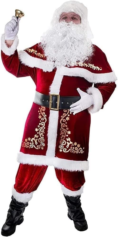 Costume Père Noël Grande Taille – Tenue Complète Rouge Et Blanc, Barbe Et Chapeau Inclus, Unisexe Adulte/adolescent