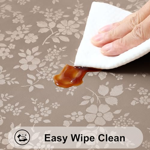 Image of Smiry Rectangle Table Cloth, Waterproof Heavy Duty Vinyl Tablecloths, Wipeable Washable Table Cover for Kitchen and Dining Room (Taupe, 60 inch X 102 inch)