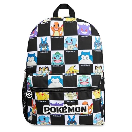 Pokemon Backpack for Kids Teens Pikachu Anime School Bag Daypack Backpacks for Daycare Sports School Supplies Gifts for Kids (Black/White)