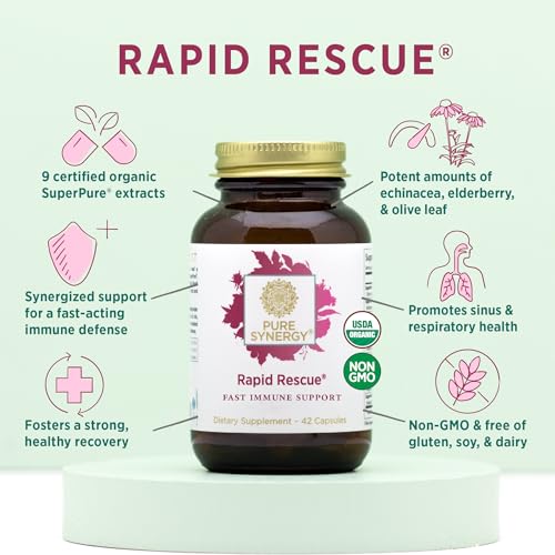 Pure Synergy 1RR42-AMZ Rapid Rescue | Organic Immune Support Capsules | Herbal Immune Supplement With Echinacea, Elderberry, And Olive Leaf Extracts thumb #2