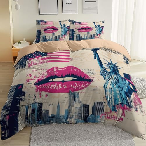 Chiusura a cerniera semplice e quattro cinghie agli angoli per mantenere il copripiumino in posizione, letto sempre ordinato.