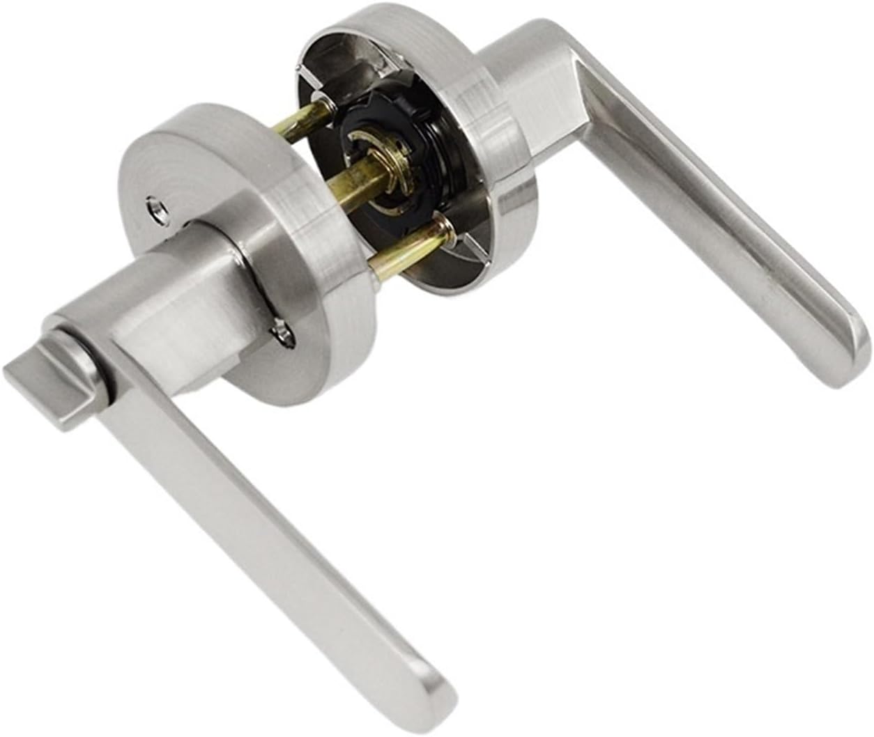 Zinc Alloy HC-605 Three-Lever Lock Bathroom Handle with keyless Three-Lever Handle Lock(HC 605 Steel Color keyless)