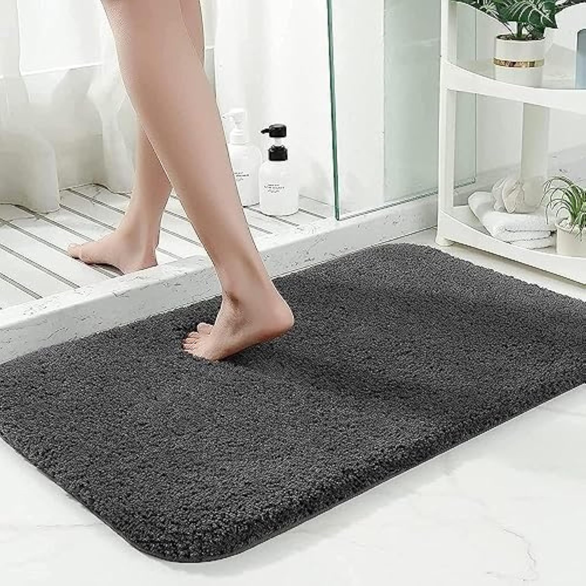 Premium Microfiber Solid Bath Mat for Bathroom, Grey