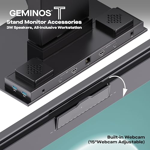 Image of Mobile Pixels 2026 Geminos-T Dual 24 inch Stacked Computer Monitors with 1080P Webcam and Speakers, Vertical Desktop Monitor, Plug and Play, HDMI /USB-A /USB-C (Touchscreen)