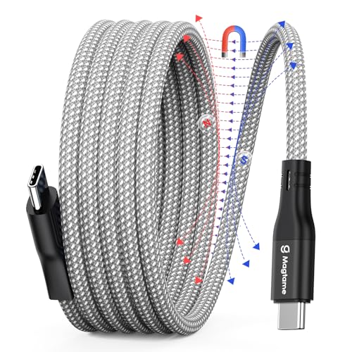 Magtame usb cケーブル 急速充電 磁力吸着絡まり防止 タイプc_ケーブル 60W/PD対応 形状記憶 usbc&usbcケ_ーブル金属製コネクタtype-cケー_ブル二重ナイロン iPhone15/MacBook_Pro/Air/iPad/Samsung_Galaxy等対応 (1M-シルバー）（Amazon）