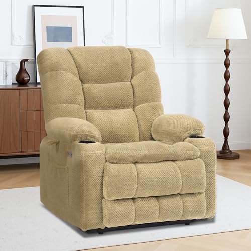 Sillón eléctrico reclinable beige con tela peluche miniatura 2