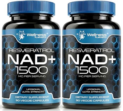 WELLNESS LABSRX NAD Supplement 1500mg - Liposomal NAD+ Supplement with Resveratrol Nad Plus Boosting Supplement - Support Cellular Health Stamina & Healthy Aging - Ultra Strength Capsules - 2 Pack