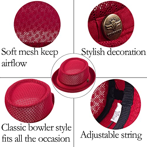 Zffxh Lot 6 Pack Trilby Mesh Pork Pie Hat Summer Straw Fedora Cap Bowler Flat Top Sun Hat Lady Men Women #TOP3