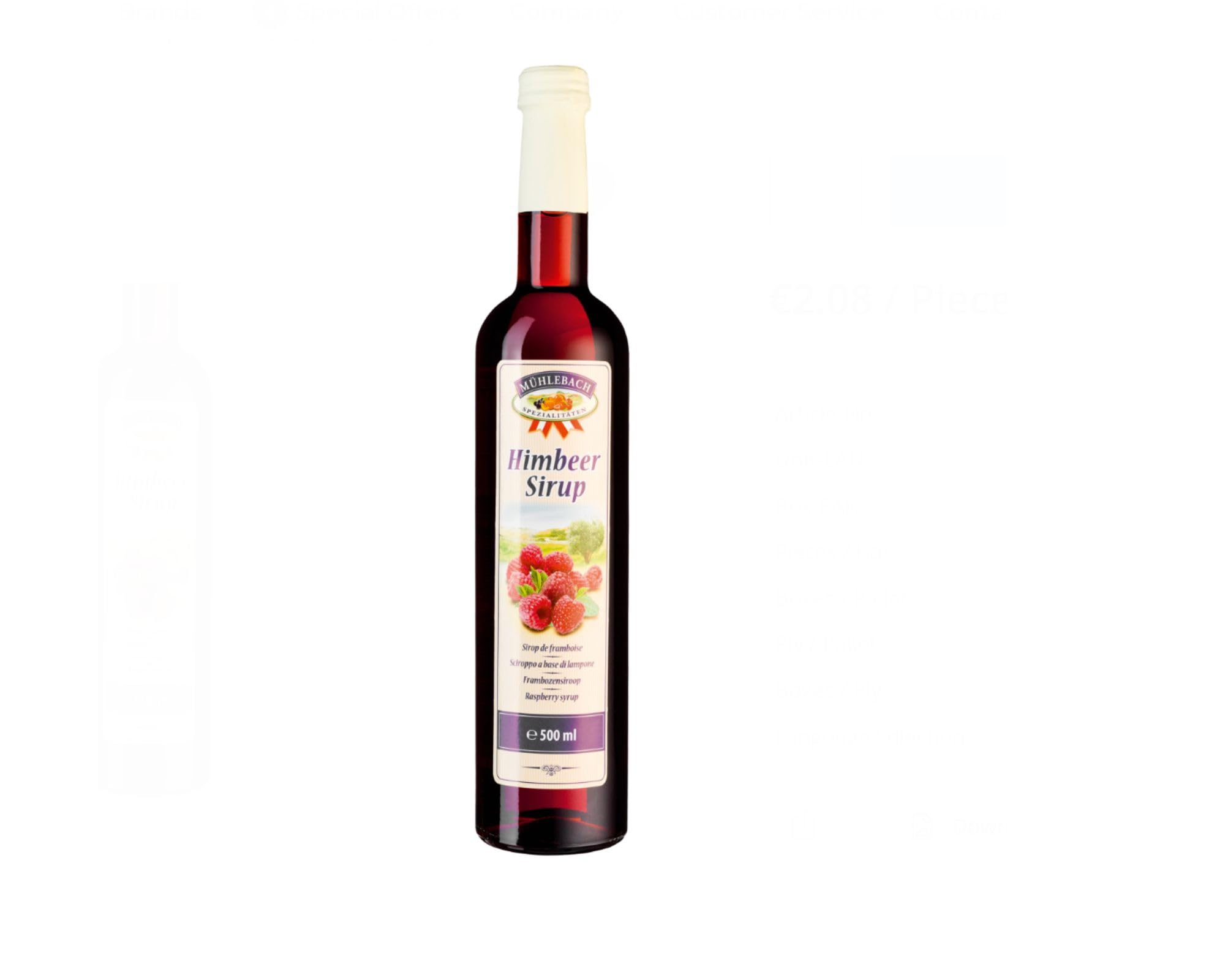Premium Raspberry Cordial Syrup 500ml - Vegan-Friendly, Allergen-Free, 100% Natural Flavours & Colourings for Coffee, Cocktails, Slushies, Mocktails, Smoothies & More