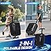 MOMOKOVA 2-in-1 Folding Scooter Luggage for Kids & Adults, 3-D Hardshell Ride-On Scooter Suitcase with Adjustable Handle & Silent Wheels, Lightweight Travel Suitcase for Children Teens