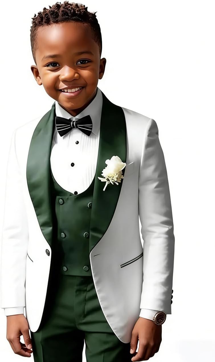 Kids Tuxedo Suit for Boys 3 Piece Wedding Outfit Boys Formal Suit Set