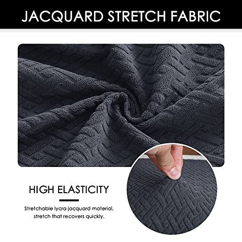Image of Waterproof Bar Stool Covers Set of 4 Rectangle Jacquard Stretchable Backless Barstool Seat Cover Dark Grey Counter Bar Stool Slipcovers Washable