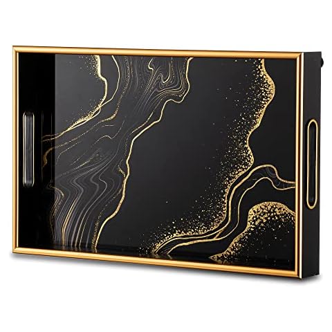 Hanobe Black Coffee Tray with Gold Accents Cover