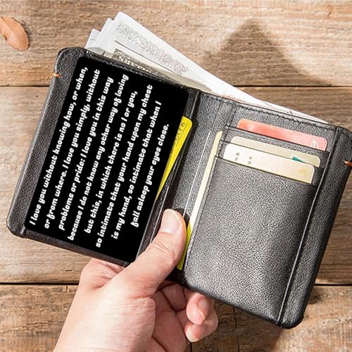 Personalized Picture/Text Wallet Metal Card, Custom Color Print Picture Double Side Wallet Insert Card for Love Note, Anniversary, Husband Wife, Family, Boyfriend,Girlfriend (Black)4